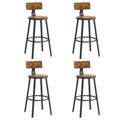 Tabourets de bar lot de 4 industriel cadre en métal marron