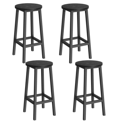 Ensembles de 4 tabourets de bar ronds 64 cm noir