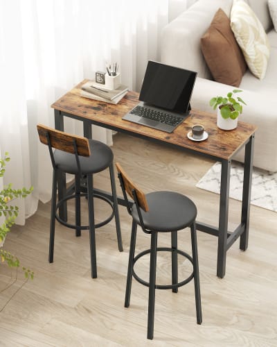 Ensembles de 4 tabourets de bar avec dossier cadre en acier noir
