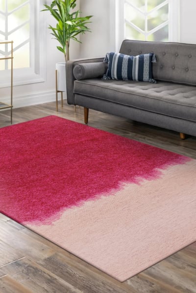 Tapis salon et chambre moderne tissé plat 200x280 cm rose
