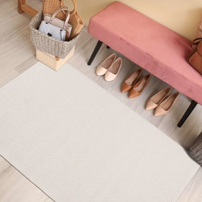 Tapis de couloir extérieur/interieur aspect jute blanc 80x150