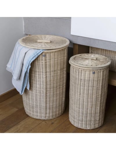 Paniers à linge ronds rotin (x2)