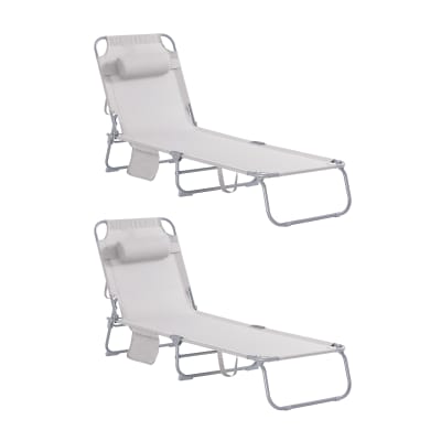 Lot de 2 chaises longues pliable et réglable beige