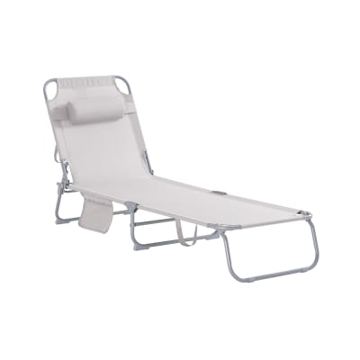 Chaise longue pliable et réglable beige