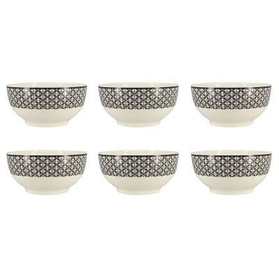 Lot de 6 bols en porcelaine - 3 décors assortis 50cl