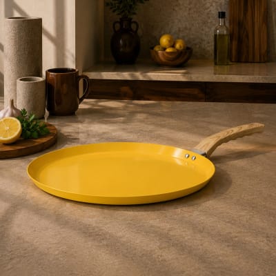 Galetière 32cm avec revêtement céramique jaune - tous feux