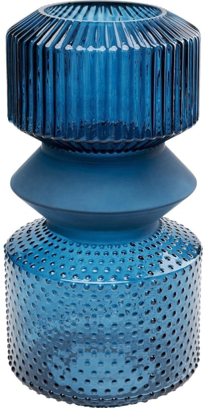 Vase en verre bleu brillant et mat h36