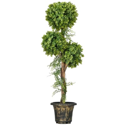 Buis artificiel topiaire 3 boules h.115 cm pot style antique inclus