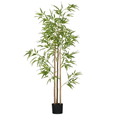 Bambou artificiel h.1,8 m - 830 feuilles réalistes, vrais troncs, pot