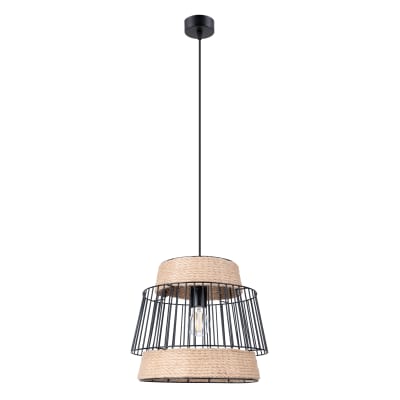 Lampe suspendue acier/corde noir h 137 cm