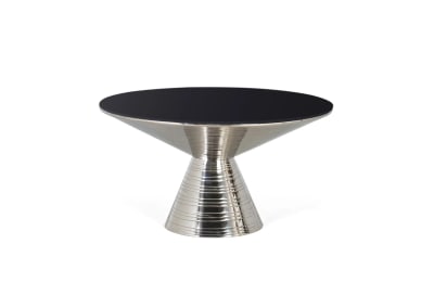 Table basse verre trempé et base métallique 40x76 cm