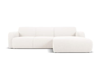 Canapé d'angle droit 4 places en tissu bouclé blanc