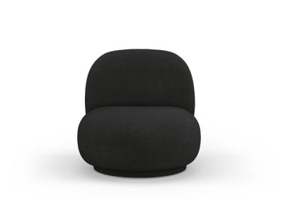 Fauteuil pivotant en tissu bouclé noir