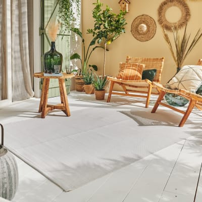 Tapis extérieur réversible motif uni - blanc - 120x160 cm