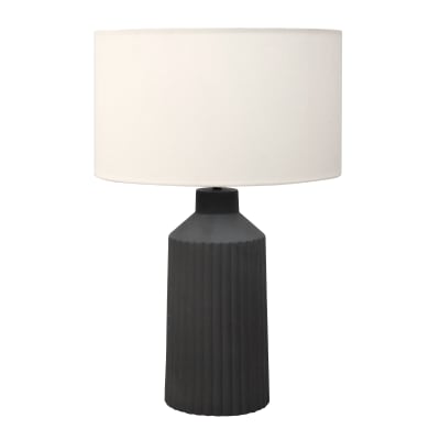 Lampe de table textile et ciment noire ip20 1xe27