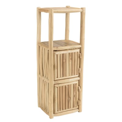 Étagère 1 niveau 2 portes en branches de teck naturel