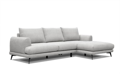 Canapé d'angle droit 4 places  tissu beige clair