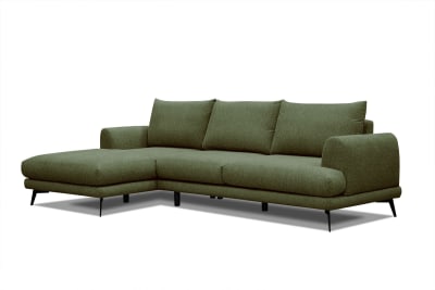 Canapé d'angle gauche 4 places  tissu vert