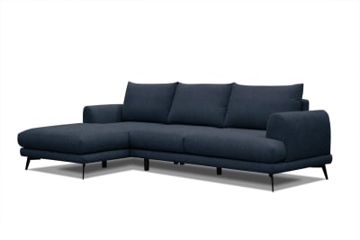 Canapé d'angle gauche 4 places  tissu bleu foncé