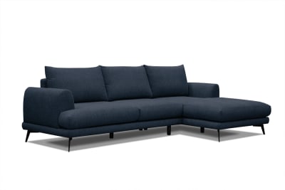 Canapé d'angle droit 4 places  tissu bleu foncé