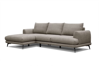 Canapé d'angle gauche 4 places  tissu taupe