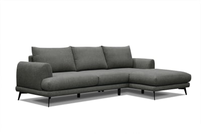 Canapé d'angle droit 4 places  tissu gris foncé