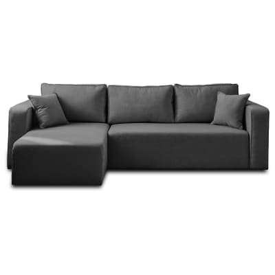 Canapé d'angle réversible convertible 4 places en tissu gris foncé