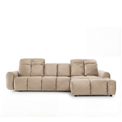 Canapé 3 places velours convertible angle droit beige