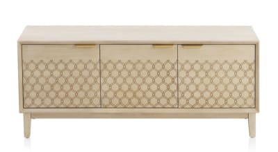 Meuble tv 3 portes plaqué chêne beige, finition beige