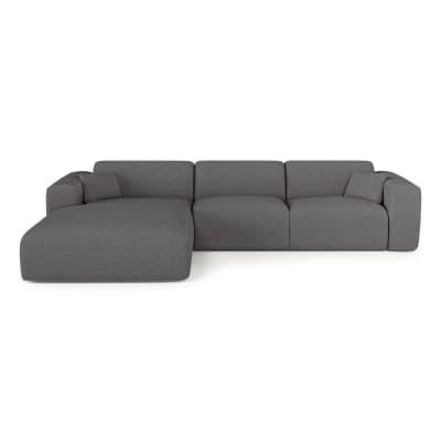 Canapé angle gauche convertible 5 places tissu bouclette gris graphite