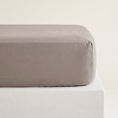 Drap-housse en 100% coton gris foncé 90x200x30 cm