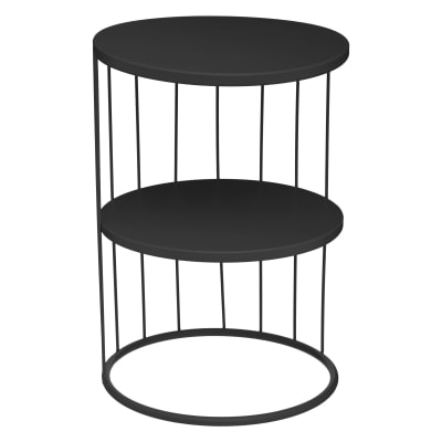 Table d'appoint ronde bout de canapé métal noir 36x36x52cm