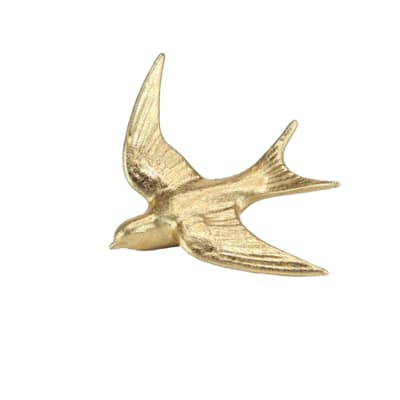 Déco murale hirondelle en résine métal doré 4 x 14