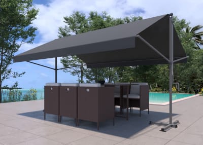 Store banne double pente manuel 4 x 1,5/1,5 m taupe