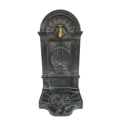 Fontaine de jardin extérieur fonte aluminium noire coquillage 84cm
