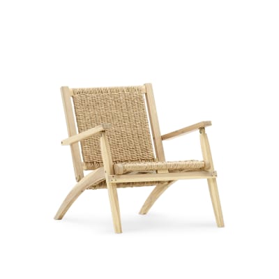 Pack 2 fauteuils pliants bois et rotin synthétique