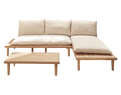 Salon de jardin 4 places en bois massif d'acacia bois / beige
