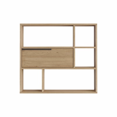Étagère murale avec 3 étagères et 1 porte en aggloméré couleur chêne