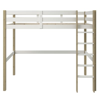 Lit mezzanine en pin blanc et bois 90x200