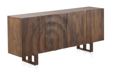 Buffet en bois de manguier massif avec 4 portes et pieds en bois