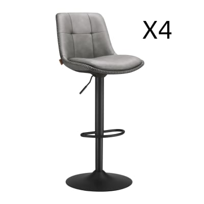 Ensembles de 4 tabourets de bar hauteur réglable gris