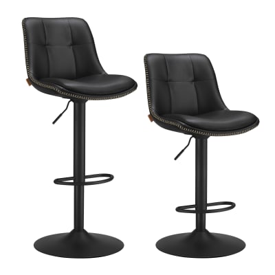 Tabourets de bar pivotants hauteur réglable avec dossier noir