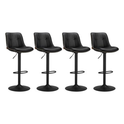 Ensembles de 4 tabourets de bar pivotants rembourrés noirs noir