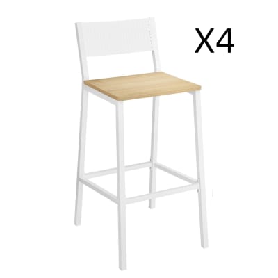 Ensembles tabourets de bar chêne blanc et beige