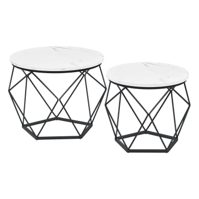 Tables basses ronde moderne cadre en acier blanc noir