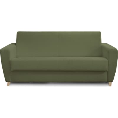 Canapé convertible express 3 places en tissu bouclette vert kaki