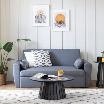 Table basse ronde style scandinave 80cm noire