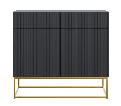 Commode à deux portes avec deux tiroirs noirs 100x38 cm