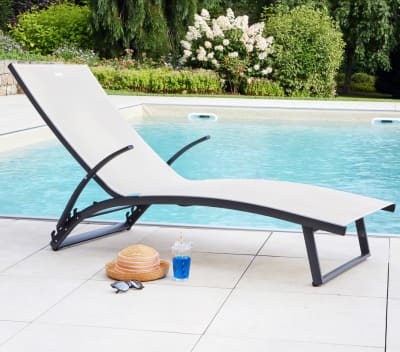 Lot de 2 bains de soleil en aluminium  lin