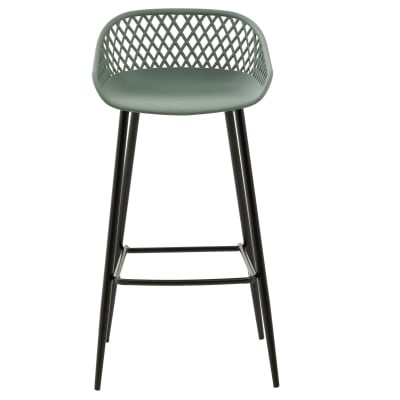 Tabourets de bar (x2) siège coque avec petits accoudoirs, vert